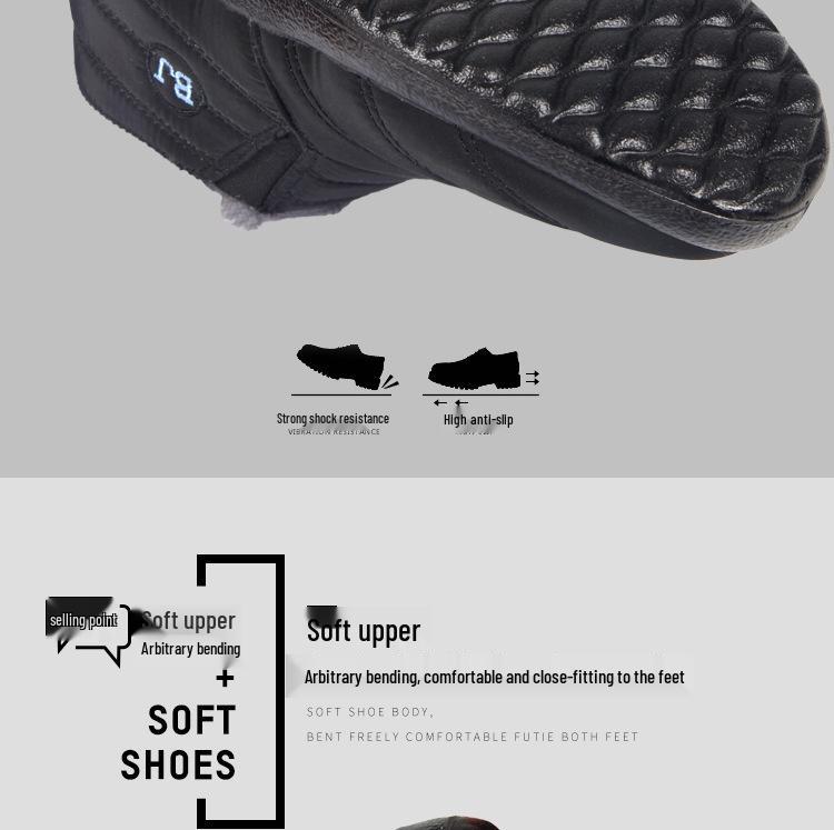 Unisex Plus Size Fleece-Lined Cotton Snow Boots for Middle-Aged & Elderly - Warm, Slip-On, Low-Cut Design