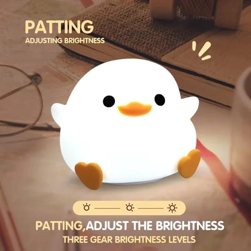 Silicone LED Bedside Night Light  DoDo Duck Cute Duck Dimmable Table Lamp Baby Bedrooms Decoration Rechargeable Night Lamps