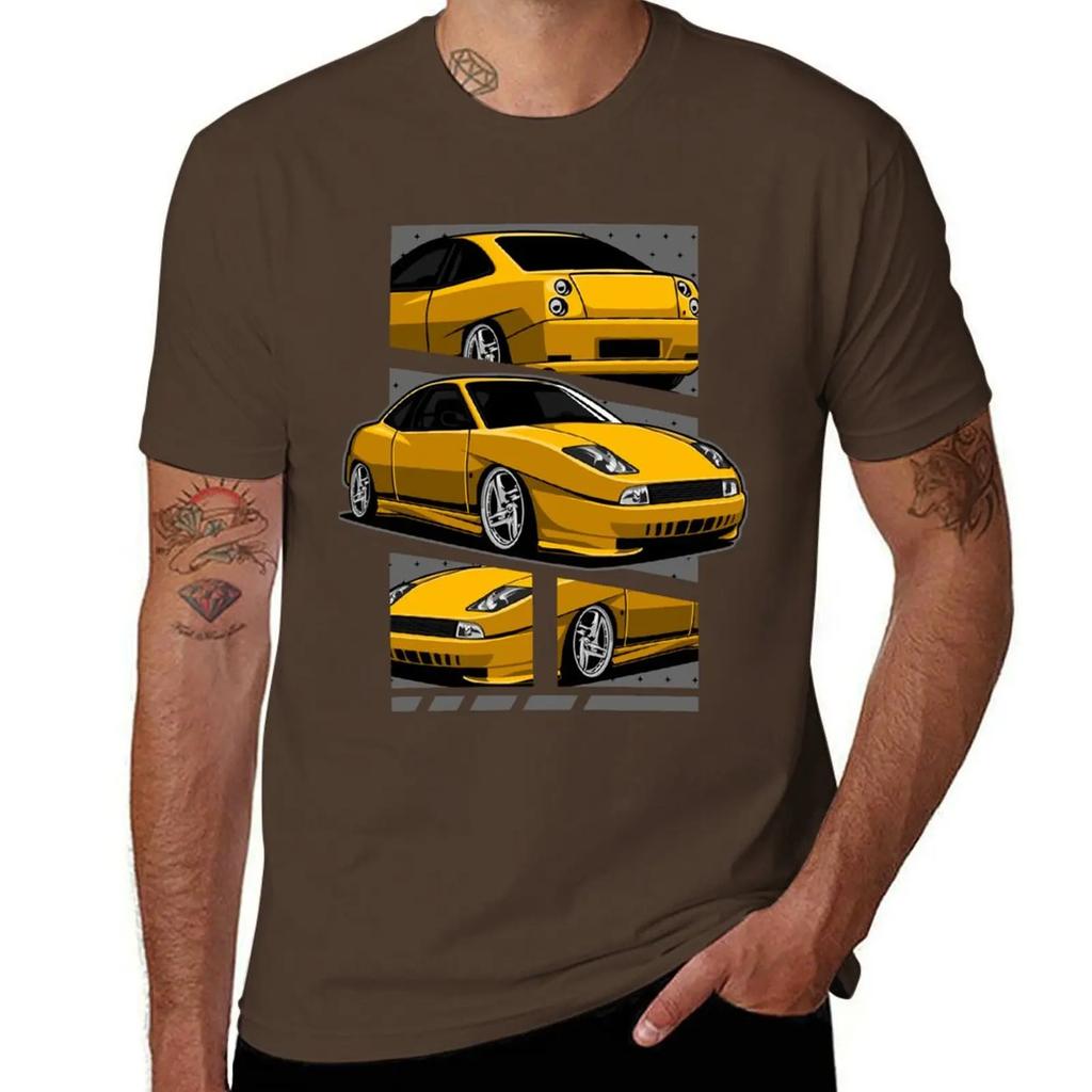 Fiat Coupe 20V Turbo Yellow TShirt graphics korean fashion blacks tshirts for men 2025 new model