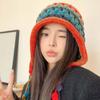 Knitted Fabric Crochet Beanie Hat Contrast Color Winter Warm Skullies  Winter Travel
