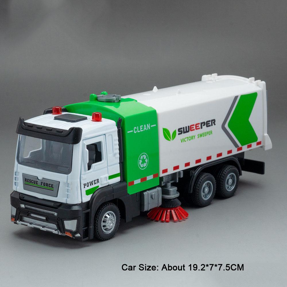 1:32 Scale Mixer Truck Sweeping Car Model Toy Alloy Diecast High Simulation Sound Light Models Children's Engineering Toys Cars