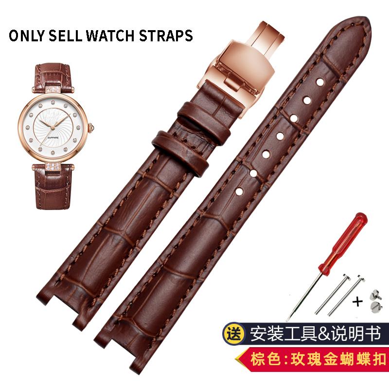 For Rossini 516752 616764 517784 5758G Notch Watch Chain Cowhide Leather Watchband Red Bracelet Men Women 14mm 16mm 18mm Strap