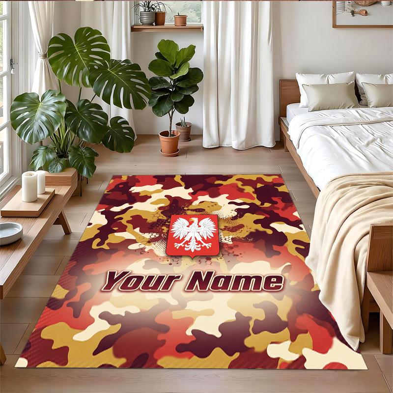 Crystal Velvet Rug Custom Name Text, Soft Non Slip Floor Mat Home DecorPoland Football