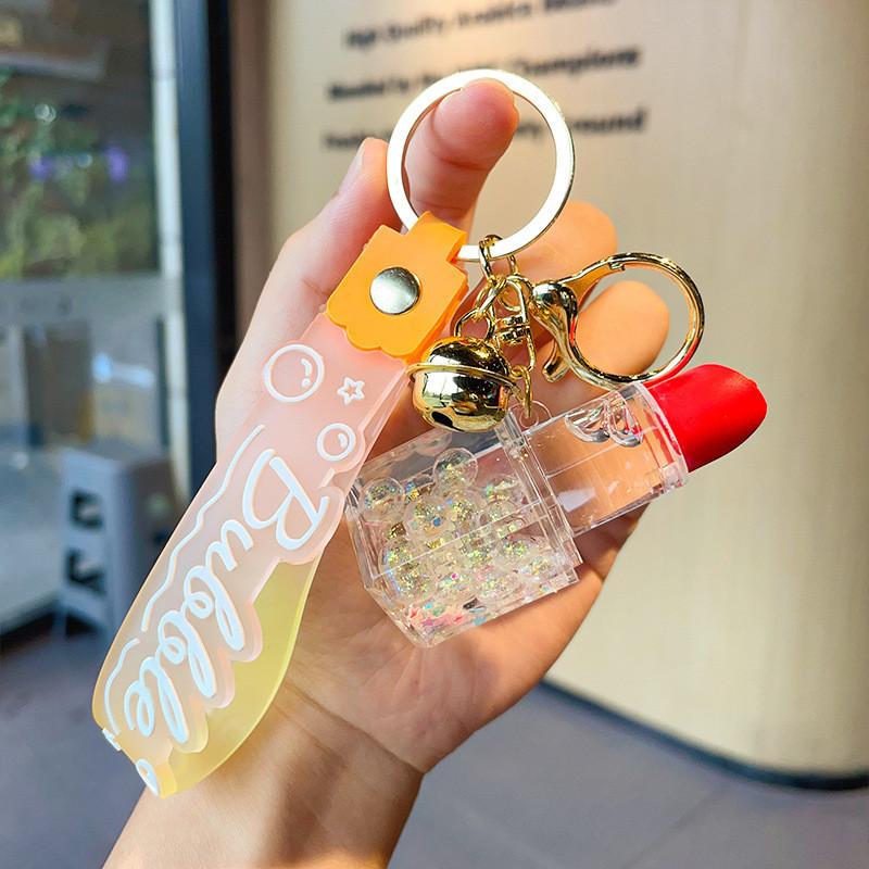Очаровательный акриловый брелок для губной помады-пузырька для девочек в синем цвете, идеально подходит для подарков