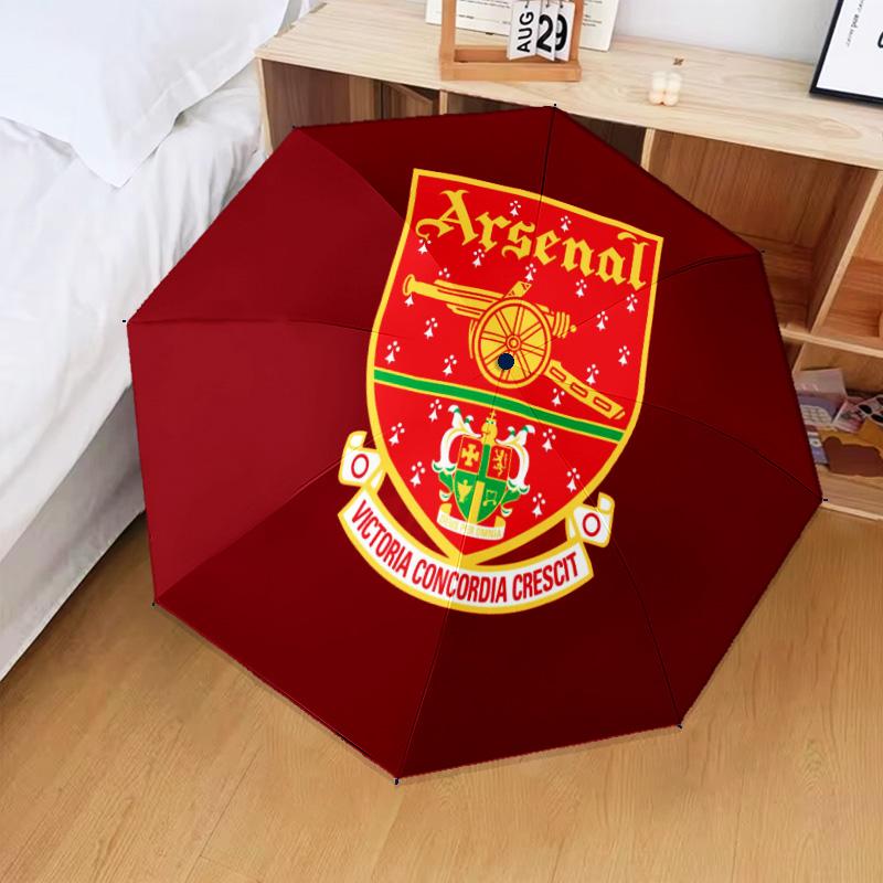 Arsenal Football Club Crest Automatic Folding Umbrella - 8-Rib Travel Umbrella with Auto Open/Close & Portable Gifts for holidays or birthdays