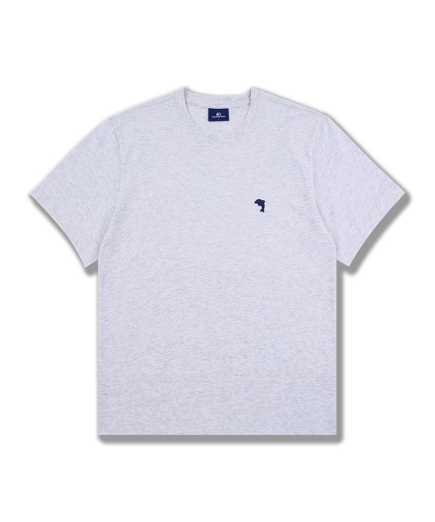 DOLPHIN WAVE APPAREL [2 шт.] Мини-вышивка дельфина волной Хлопковая футболка с коротким рукавом Cool Gray & Black 2 шт.