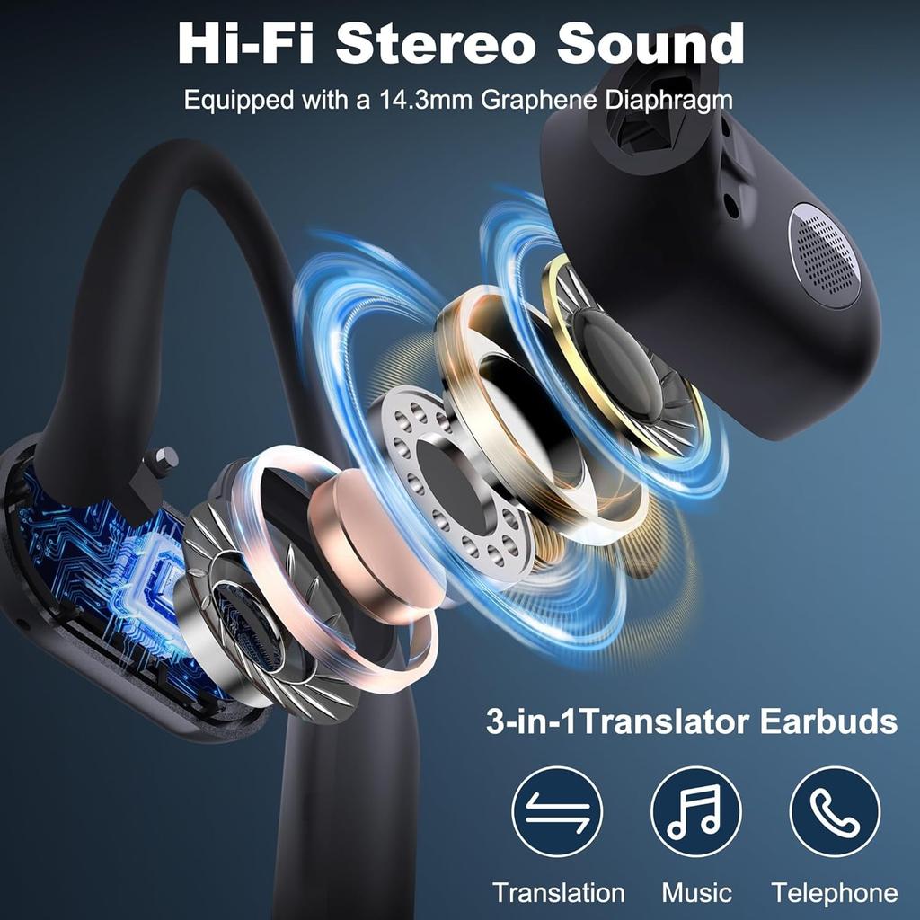 Wireless Earbuds Translation Earbuds Real Time 3 In 1 Ai Language Translator Earphones, HD Sound, Long Battery Life for Business Learning Travel