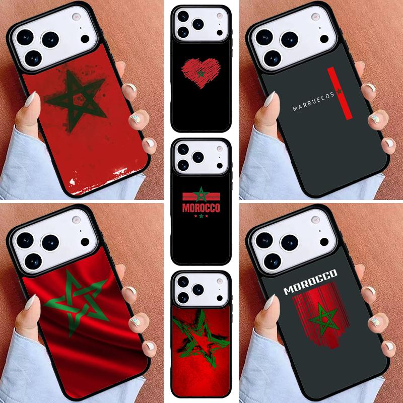 Flag of Morocco Phone Case for iPhone 16e 15 14 13 12 17 Pro Max Plus Air 17pro Cover Coque