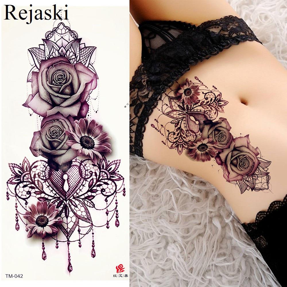 1PC Watercolor Rose Temporary Tatoo Chain Fake Jewelry Bracelet Flash Tatoo For Women Body Art Tatoo