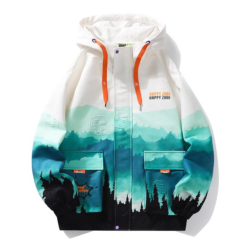 Мужская повседневная универсальная куртка с капюшоном, постепенная смена, весна и осень, свободная, большого размера, с завязками на талии, универсальная куртка