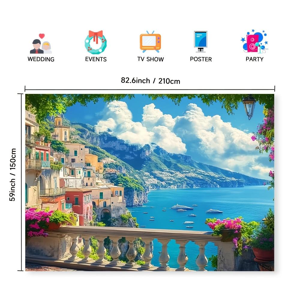 1 piece of Amalfi Coast Italian landscape background, perfect for families, gatherings, and themed spaces