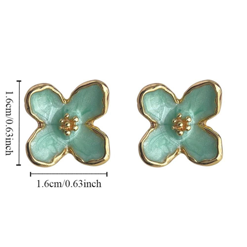 Fashion Mint Green Stud Earrings Temperament Flower Earrings Personality Chic Jewelry  French Style