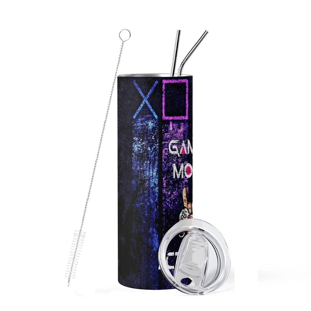 20oz Tumbler gamer win mode Vacuum cup Double Stainless Steel Water Bottle with Straw for Hot or Cold Drink The Best Player gift