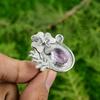 925 Sterling Silver Oval African Amethyst Stone Flower Promise Wife Ring Jewelry