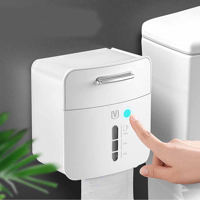 Punch-free Toilet Paper Holder Box Waterproof Tissue Storage Box Bathroom Rack Wall Mounted Kitchen Bathroom Storage Holder