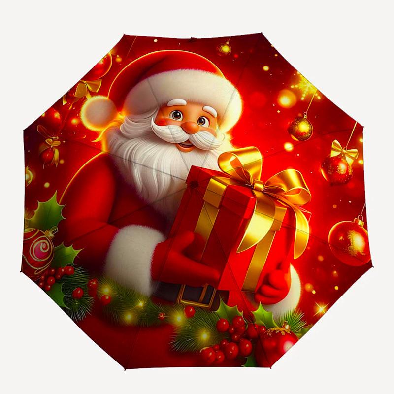 1pc Christmas Santa Claus Gift: Automatic Opening/Closing Umbrella with Festive Decorations, Perfect for Fans, Travelers, Daily Use, Outdoor.V029