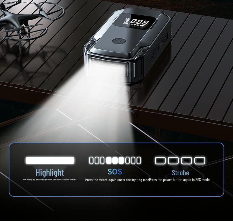 Многофункциональный автомобильный пусковое устройство, беспроводной воздушный насос и зарядное устройство для аккумулятора