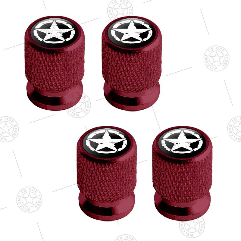 4pcs Five-Pointed Star Logo Car Wheel Tire Valve Caps Air Stem Aluminum Accessories For Jeep Wrangler Sahara Cherokee Ford F150 LVCZN1