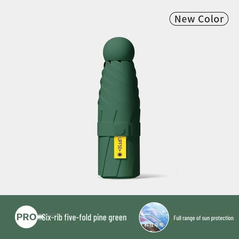 Мини пятискладной солнцезащитный зонт с УФ-защитой: Портативный и двойного назначения для солнца и дождя, Женский зонт-трость от солнца