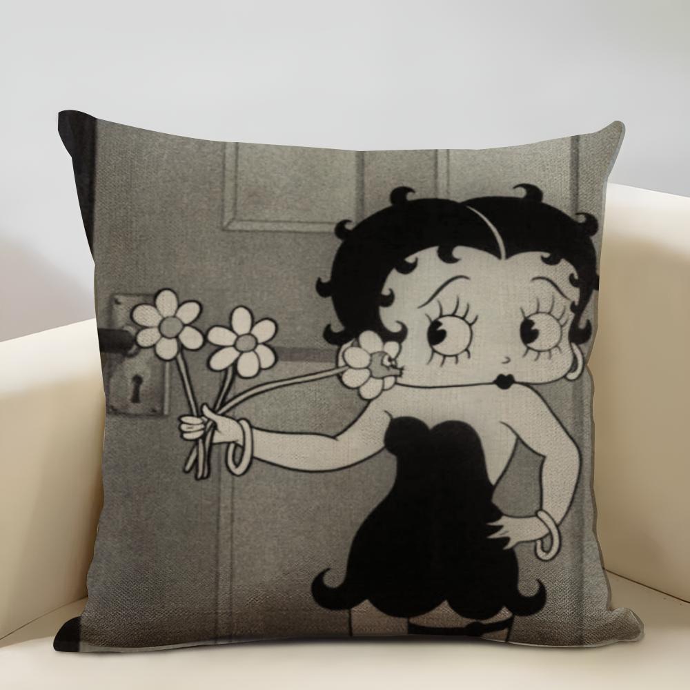 Наволочка Betty Boop для домашнего декора, льняная наволочка для диванной подушки: Приятный к коже и дышащий с невидимой молнией