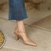 Fashion Summer Women Shoes Pointed Toe Thin Heel Women Sandals Genuine Leather Shoes for Women Slingback Elegant High Heels Party Shoes