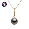 Necklace - - Tahitian Cultured Pearl A+ - Diamond 0.030 Cts - Yellow Gold - 42 Cm