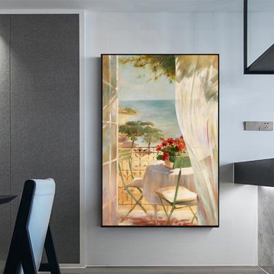 Скандинавский тропический пейзаж, настенный постер, морской балкон, холст с принтом, современное настенное искусство, эстетика комнаты, домашний декор, интерьерная живопись