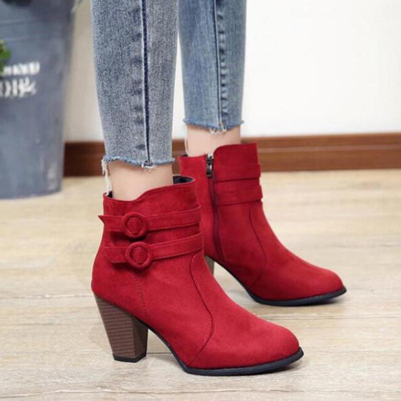 Женские ботинки на открытом воздухе на блочном каблуке, весенне-осенне-зимняя винтажная женская обувь на высоком каблуке