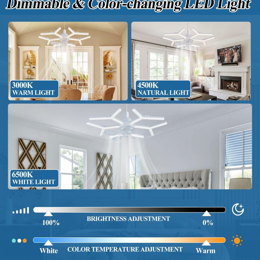 2 In 1 Ceiling Fan Light 4-Speed Regulation Electric Cordless Fan Creative Ceiling Fan  Office