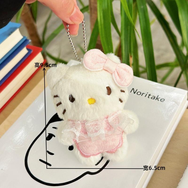 1/4 Pcs Sanrio Hello Kitty Cute Skirt Cat Pendant Plush Cartoon Cat Student Bag Hanging Decoration Accessories
