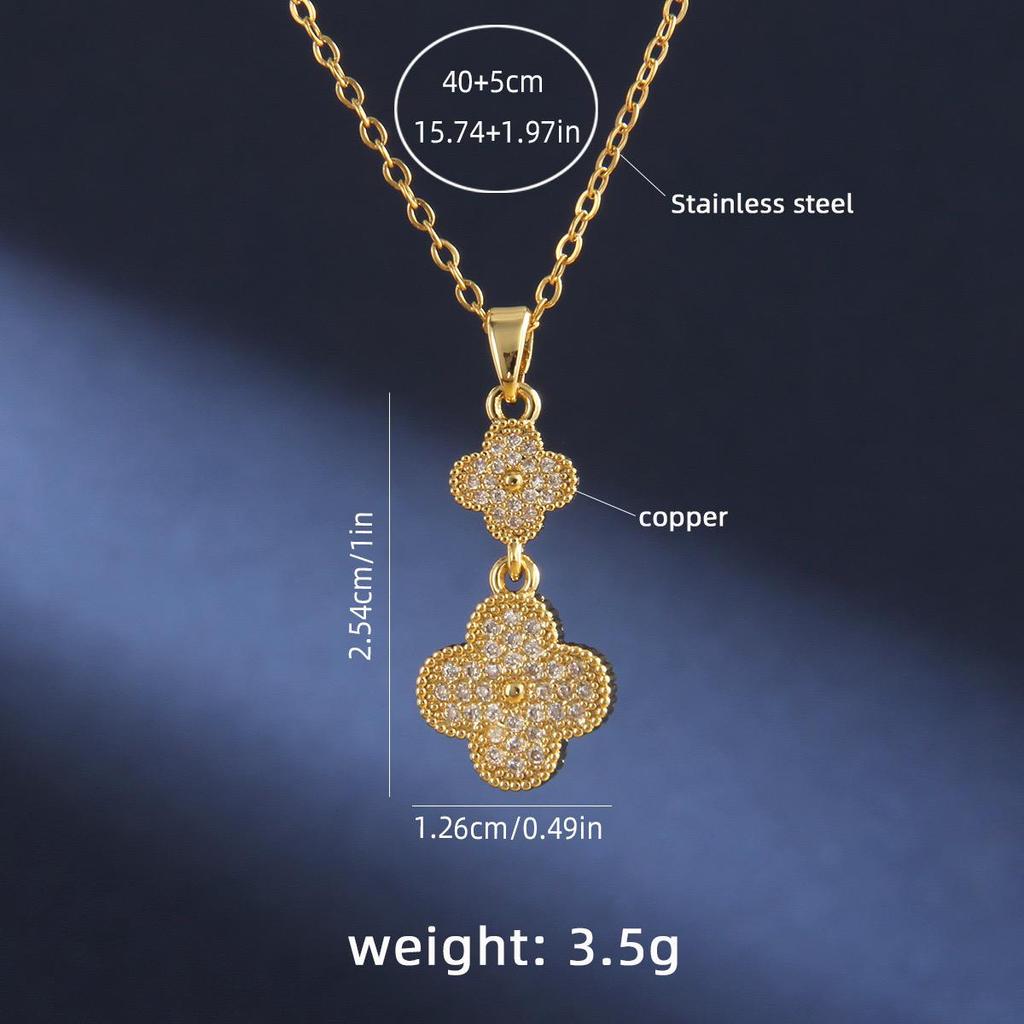 Новое двухстороннее ожерелье с четырьмя листьями травы, женские украшения из титановой стали