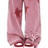 Vintage Star Embroidery Jeans Women Spring and Autumn High Waist Loose Wide Leg Pants
