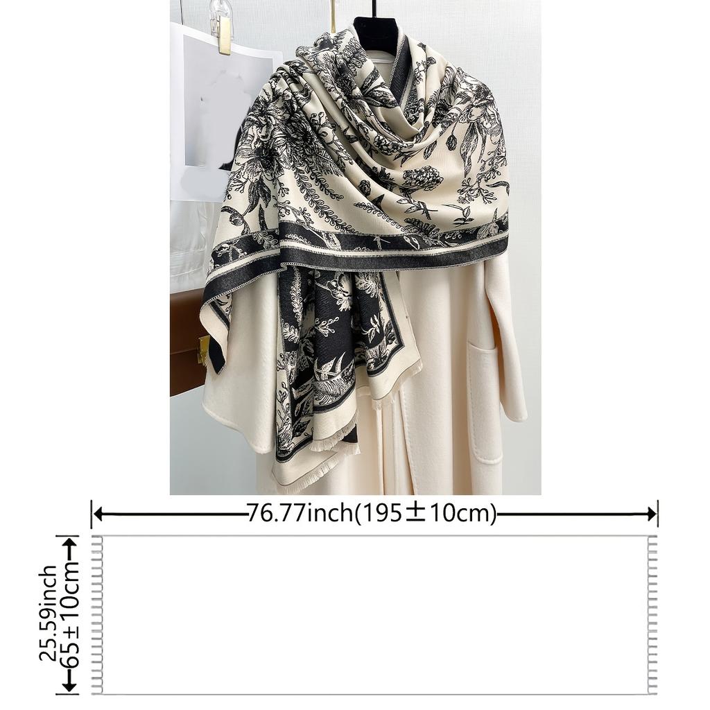 1Pieces Women's Vintage Jacquard Scarf All-season, winter, and autumn warm, soft, and stylish large shawls and wraps Extra-large air conditioning
