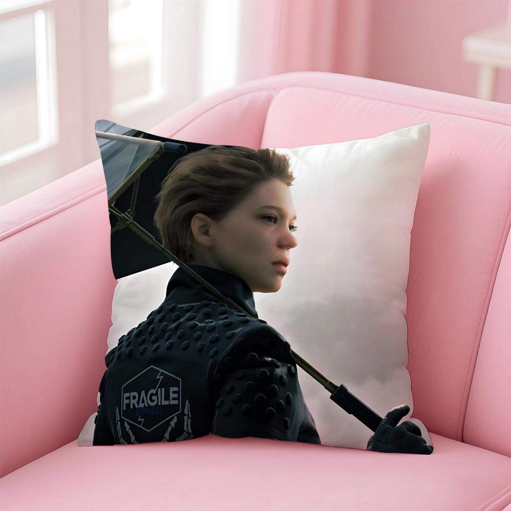 Hot Game DDeath Stranding Cushion Cover Pillowcase Short Plush Invisible zipper Room Sofa Cushion Cover