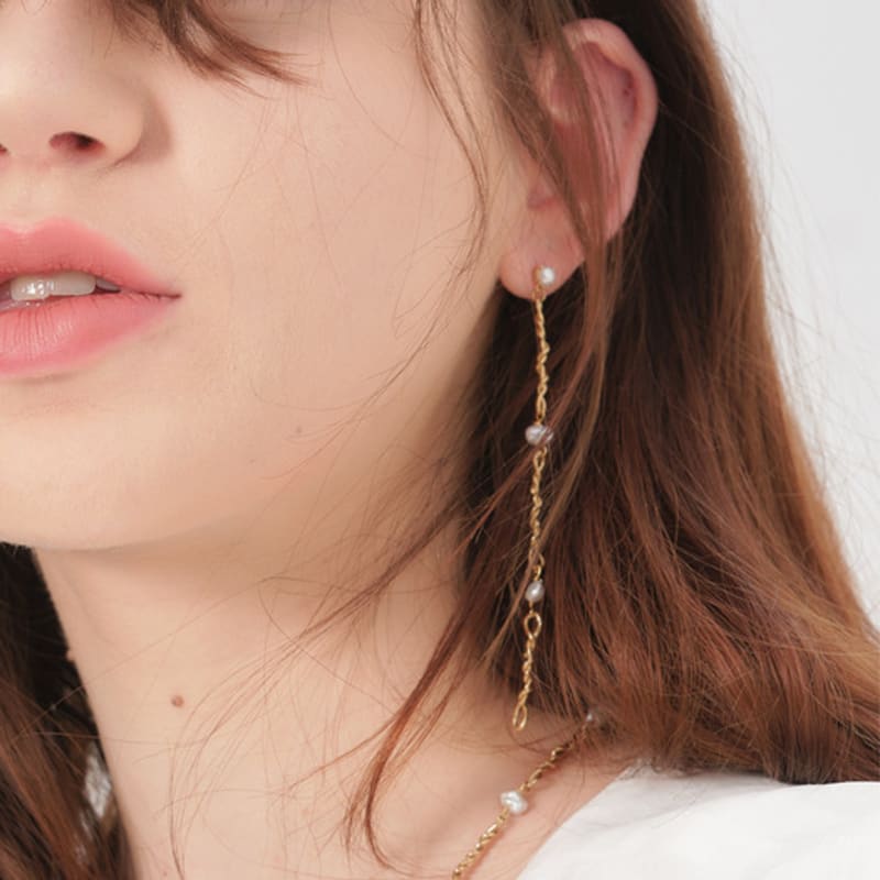 de,deer Wave Antique Gold-Tone Silver Earrings [2103E001]