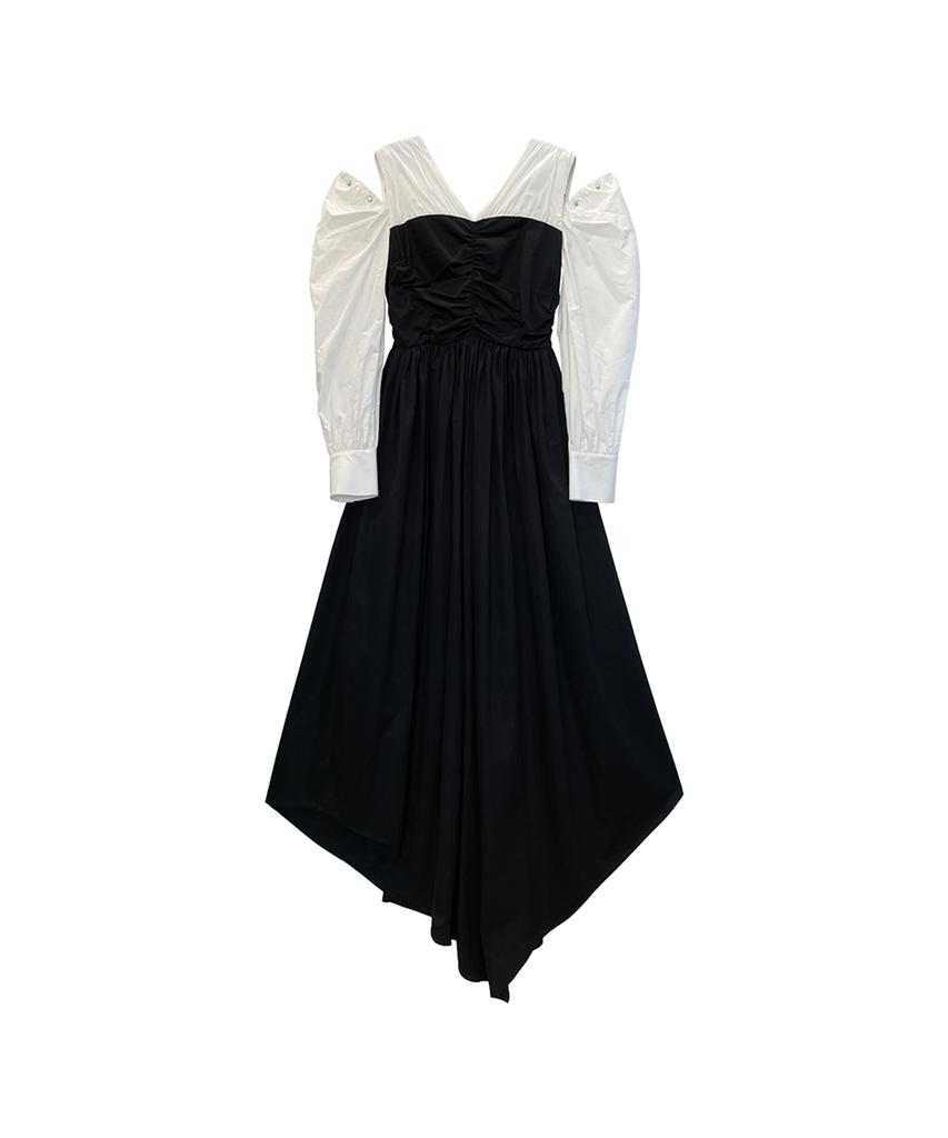 Meuameu Off Sleeve Origami V-Neck Dress