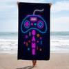 Neon Gamepad Beach Towel Ultra-Absorbent, Quick-Dry, Polyester Blend, Ideal for Beach, Pool, Bathroom Additions, Yoga, Fitness