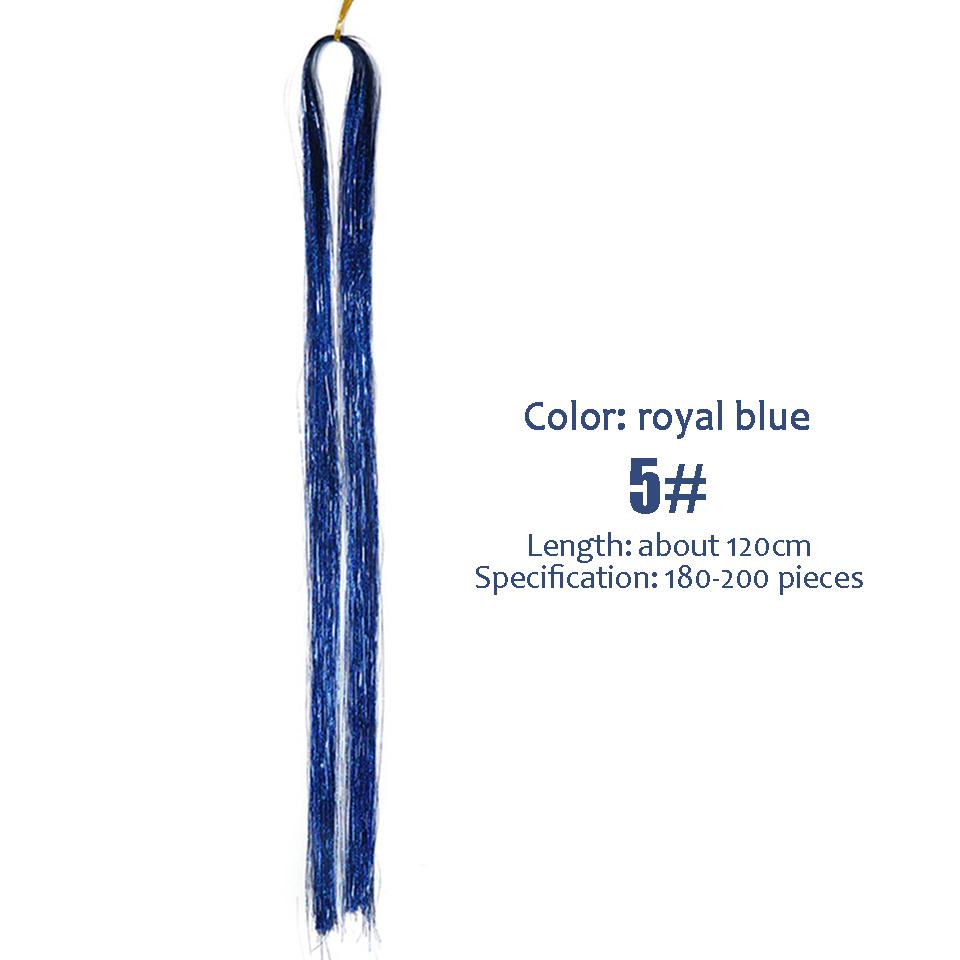 WTB Synthesis Neon Rainbow Sparkle Shiny Hair Tinsel Rainbow Silk Hair Extensions Dazzles Women Hippie for Braiding Headdress