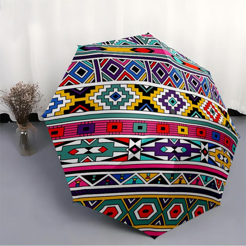1 шт. Модный складной зонт с 8 спицами, tribal-узор, автоматическое открытие/закрытие, ветрозащитный, портативный, для ежедневного использования140