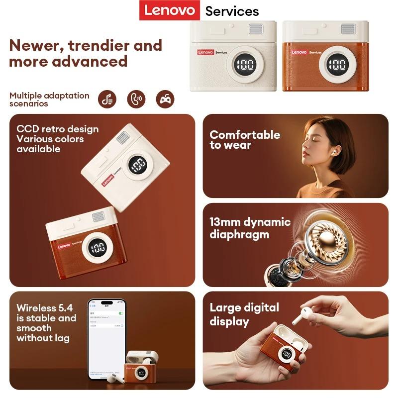 Новые беспроводные наушники TWS Lenovo LE218 с Bluetooth 6.0, стерео, с шумоподавлением ENC, сабвуфером, спортивная игровая музыкальная гарнитура, низкая задержка, HD-звонок с микрофоном