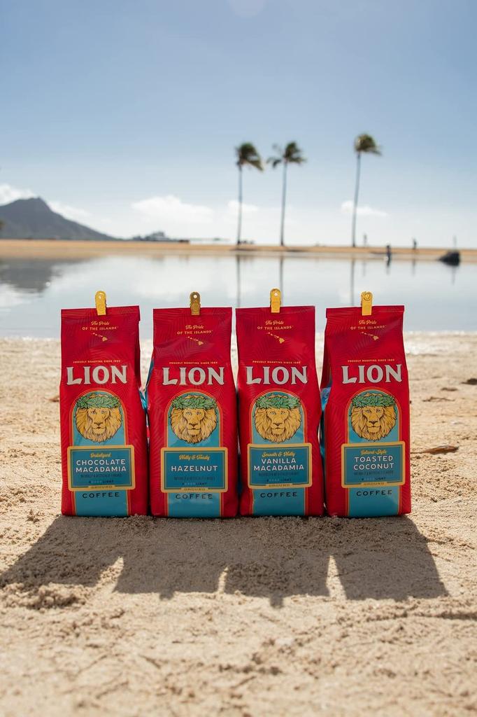 Lion Coffee Chocolate Macadamia Nuts 7 унций x 3 шт. Набор ароматизированных кофейных капель Hawaii Medium Million Light Roast Cold Brew OK New Package Популярный подарок