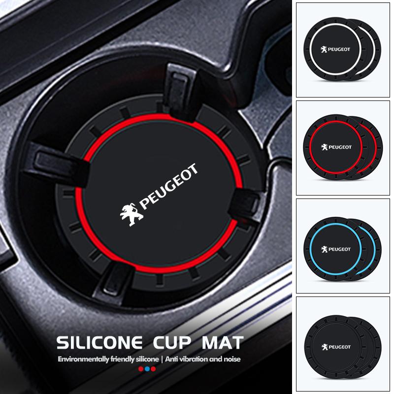 For Peugeot Car Cup Holder Anti Slip Insert Coasters Pads Interior Accessories 207 208 2008 3008 307 308 206 407 508 5008 106