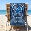 Custom Name Beach Towel Detroit-Lions Team Beach Towel, Soft Microfiber, Gift for Her/Him, Birthday, for Pool, Beach, Travel, Fan gifts