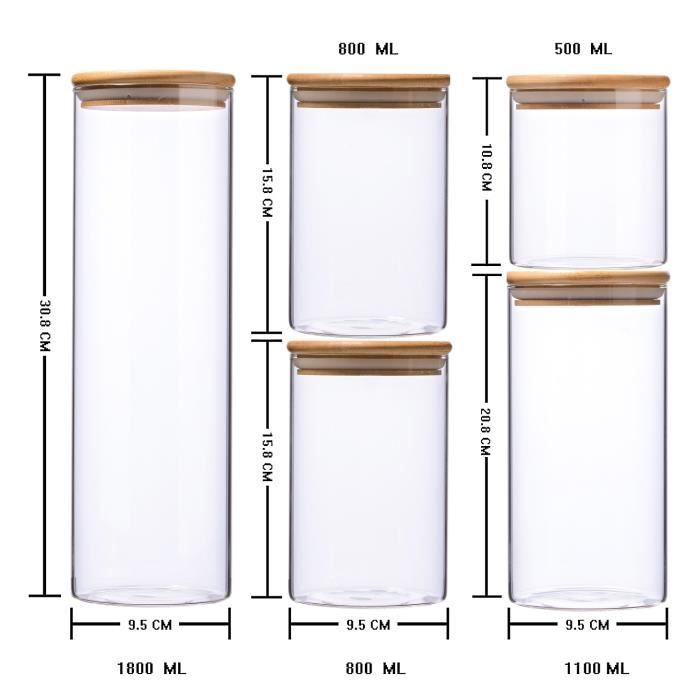 Food Storage Containers Conservation In Borosilicate Glass with Airtight Lid (Pack of 5)