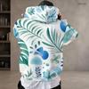 Men Plus Size Long Sleeve Drawstring Hoodie Tropical Floral Leaf Printed Pullover With Kangaroo Pocket