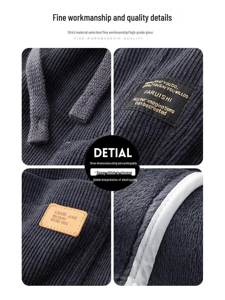 Мужские вельветовые спортивные штаны на флисовой подкладке на зиму 2025: Плотные повседневные хлопковые брюки для осени и зимы