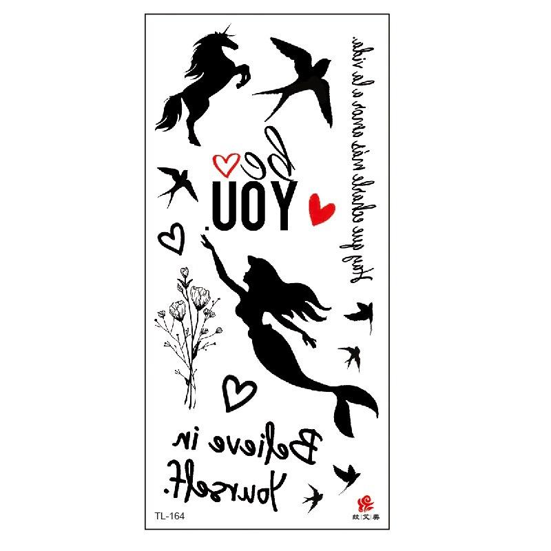 Детская наклейка-татуировка «Русалочка», мультяшная милая принцесса, набор для имитации татуировки на воде