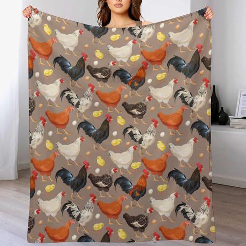 Cute Chicken Print Super Soft Flannel Blanket Bedding Decorative Blanket Living Room Lunch Break Blanket