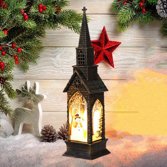 Christmas Glowing House Light Vintage Battery Operated Home Desktop Decoration Flameless Electronic Candle Lamp Night Light Party Supplies Gift