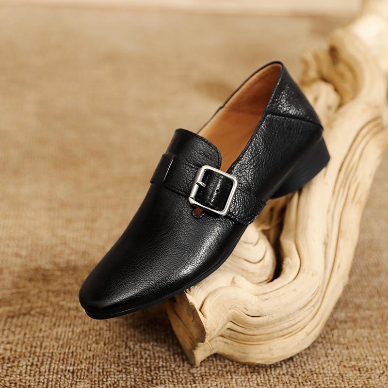 Мода 2025 Новая Мода Туфли Лоферы Женские Туфли Балетки Каблуки Кожа Весна Лето Круглый Носок Повседневные Туфли-Лодочки Женские Черные Размер 34-40